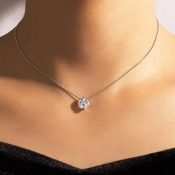 Cubic Zirconia Silver Necklace - Picture 3 of 8